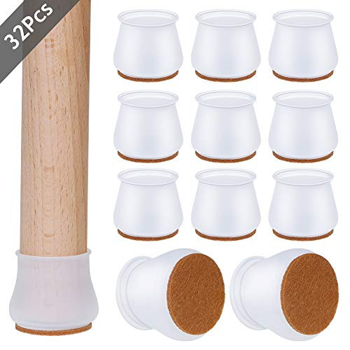 Silicone Chair Leg Floor Protectors  Chair Leg Caps with Felt Pads  Furniture Silicon Protection Covers for Hardwood Floors  Prevent Scratches and Noi