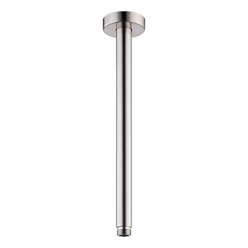 KES 12 INCH Ceiling Mount Shower Arm with Shower Flange Escutcheon for Shower Head Brass Brushed Nickel  PSAN102-BN