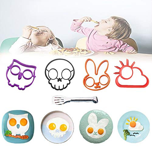 Fried Egg Mold Breakfast Omelette Mold Skull Owl Fried Egg Mold Food Grade Silicone Egg Mold for Frying Shapes Nonstick Silicone Egg Ring Pancake Mold