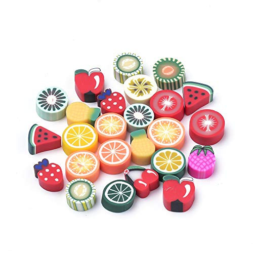 LiQunSweet 100 Pcs Handmade Polymer Clay Cabochons Slime Cute Charms for Slime Assorted Fruits Flatback Resin Cabochons for Craft Making  Ornament Scr