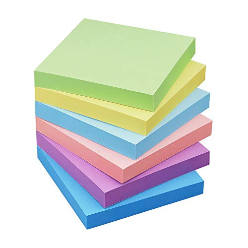 Sticky Notes 3x3 Self-Stick Notes 6 Pastel Colors Sticky Notes 6 Pads 100 Sheet-Pad