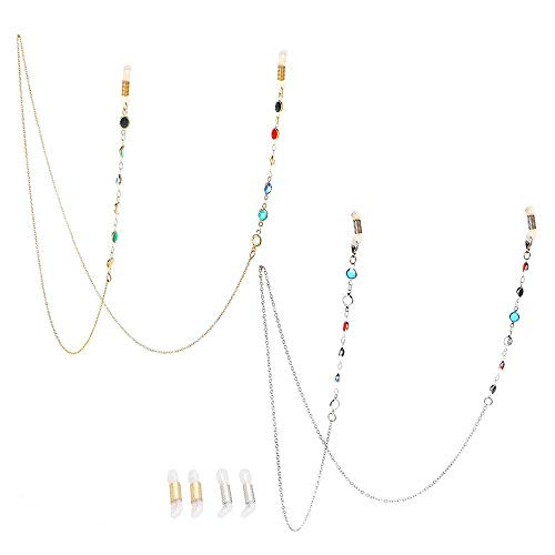 Jurxy 2PCS Eyeglass Chain Sunglass Strap Holder Reading Glass Cords Lanyard Beaded Necklace Chain Eyewear Retainer Chain Metal Beaded Eyeglasses Long Jurxy 2PCS Eyeglass Chain Sunglass Strap Holder Reading Glass Cords Lanyard Beaded Necklace Chain Eyewear Retainer Chain Metal Beaded Eyeglasses Long