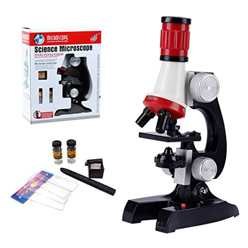 ALEENFOON Kids Microscope 100x 400x 1200x Magnification Microscope Set with LED Light Kids Educational Toys Birthday Present Scientific Exploration Mi