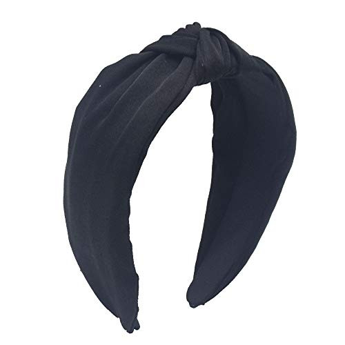 MHDGG Knot Headband for Women Wide Headbands Knot Turban Headband Vintage Hairband Elastic Hair Hoops Hair Accessories for Women and Girls Black