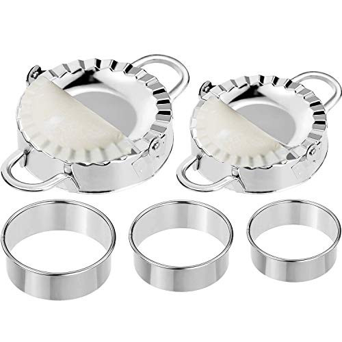 5 Pieces Dumpling Maker  Dveda Stainless Steel Dumplings Maker Set with 2 Dumpling Molds 3 Dumpling Skin Cutters  Pie Pierogi Ravioli Press Mold