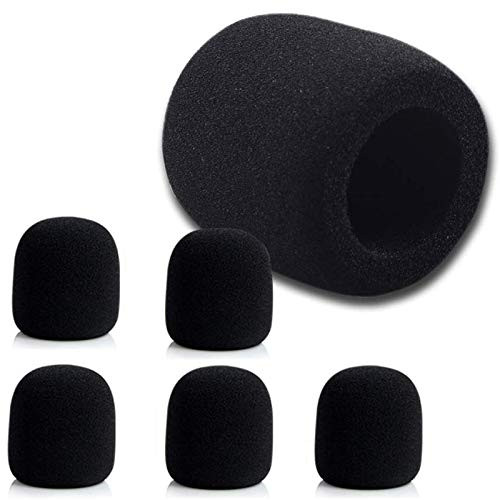 6 Pack Microphone Covers Foam COWALKERS Thick Handheld Stage Microphone Windscreen For most Microphone-Black-
