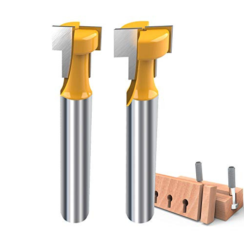 T Slot Router Bit 1-4 Inch Shank Keyhole Router Bit Set - 3-8 and 1-2 Inch Blade Diameter Woodworking Tool 2 Pcs by ROOCBIT