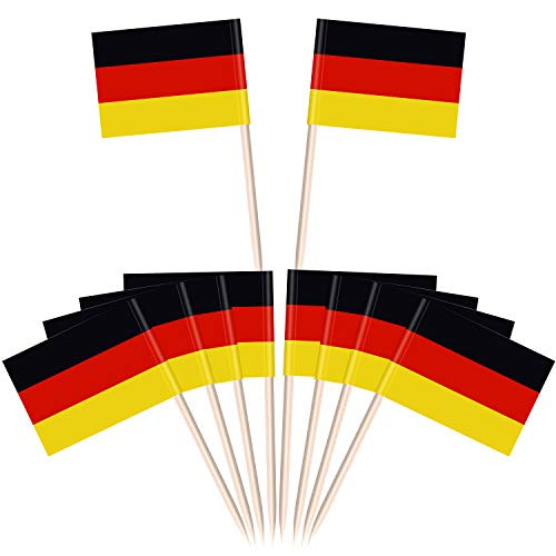 Aodaer 200 Pack German Flags Picks Oktoberfest Cupcake Topper Picks German Flags for Oktoberfest Theme Party Decorations