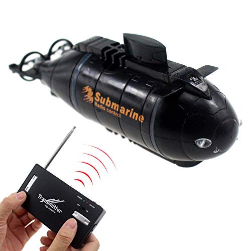 Tipmant 6CH Mini Radio Remote Control Nuclear Submarine Toy RC Boat Electric Water Kids Gifts -Black-