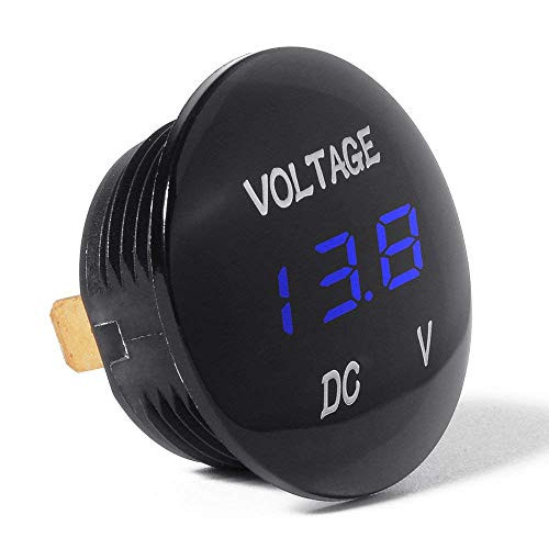 ZYTC Mini Waterproof Voltmeter with LED Digital Display  Voltage Meter DC 12V-24V Universal for Car-Motorcycle-Truck -Blue-