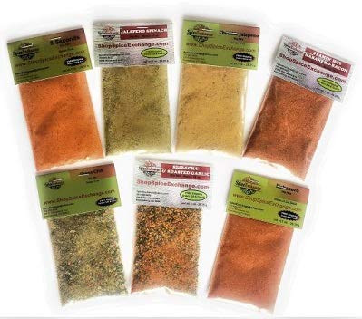 Spice Exchange 7 Spicy Dip Mix Variety Pack - Jalapeno Spinach Dip  Flamin Hot Habanero-Bacon Dip - Sriracha and Roasted Garlic Dip - Green Chili Dip