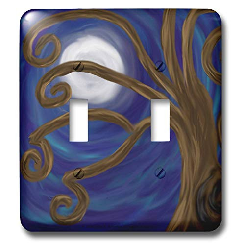 3dRose lsp-23195-2 Spiral Tree Abstract Moon Night Digital Art Double Toggle Switch