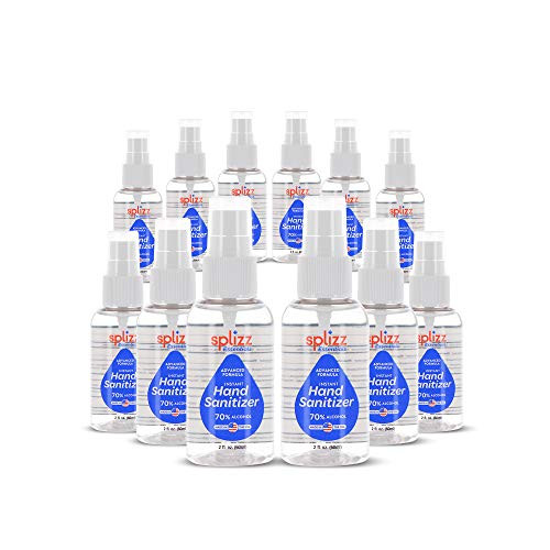 Splizz Essentials Mini Hand Sanitizer Spray - Pocket Antibacterial 70 Percent Alcohol with Aloe Vera - Instant Sanitizing Action - Soap Alternative fo