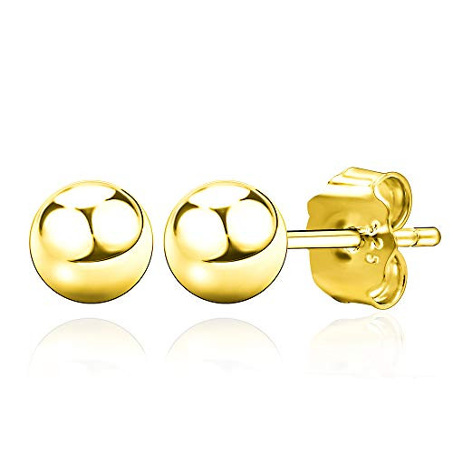 Spoil Cupid 14K Gold Plated 925 Sterling Silver Small Round Bead Ball Stud Earrings  5mm Ball Stud Spoil Cupid 14K Gold Plated 925 Sterling Silver Small Round Bead Ball Stud Earrings  5mm Ball Stud