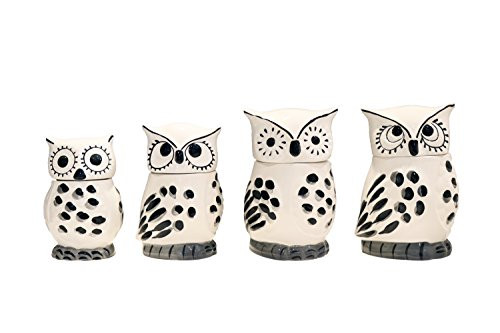 Tuscany Cute Black and White Owl, Ceramic 4pc Canister Set, 81601 by ACK