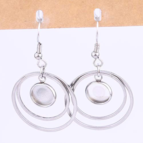 Reidgaller 20pcs Stainless Steel 8mm Cabochon Earring Base Setting Blank Trays with Double Circle Hoop Charms DIY Bezels for Earrings Jewelry Making Reidgaller 20pcs Stainless Steel 8mm Cabochon Earring Base Setting Blank Trays with Double Circle Hoop Charms DIY Bezels for Earrings Jewelry Making