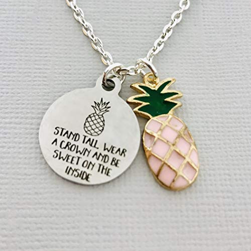 Stand Tall Wear a Crown and be sweet on the Inside Pineapple Tropical Inspirational Necklace