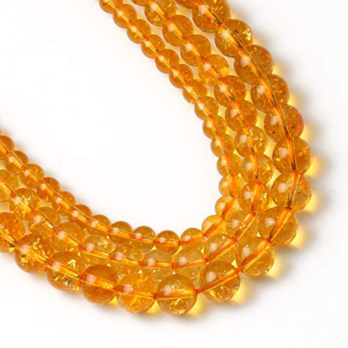 Yochus 10mm Citrine Beads Round Loose Beads Natural Stone Beads for Jewelry Making