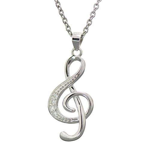 Paialco 925 Sterling Silver Music Symbol Note G Treble Clef Charm Pendant Necklace