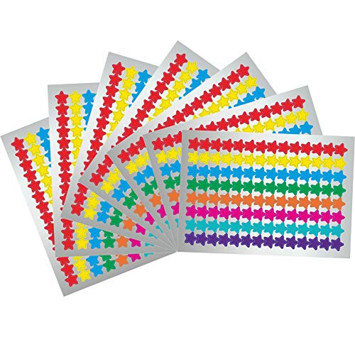 1120 Count Star Label Stickers 7 Color 3-4 inch Mini Star Sticker Reward Chart Star Stickers for Kids Teachers Classroom