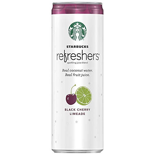 Starbucks Refreshers Sparkling Juice Blends  Black Cherry Limeade with Coconut Water  12 Fl- Oz -12 Pack-
