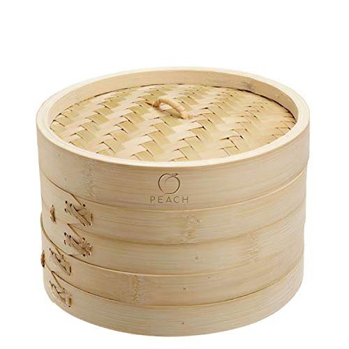 Ecofriendly 2 Tier Bamboo Steamer Basket with Lid 10 Inch Natural Bamboo Steaming Cooker Healthy Asian Food Steamer for Cooking Dumplings Dim Sum Ecofriendly 2 Tier Bamboo Steamer Basket with Lid 10 Inch Natural Bamboo Steaming Cooker Healthy Asian Food Steamer for Cooking Dumplings Dim Sum