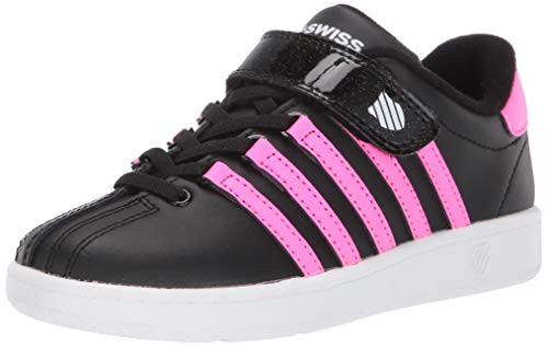 K-Swiss Girls Classic VN VLC Sneaker  Black-neon Pink  12-5 M US Little Kid