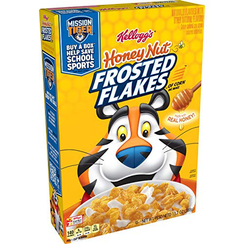 Kelloggs Frosted Flakes  Breakfast Cereal  Honey Nut  Made With Real Honey  13-7oz Box