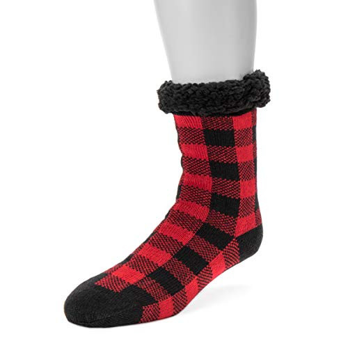Muk Luks Mens Cabin Socks  Red-Black  Small-Medium -8-10-