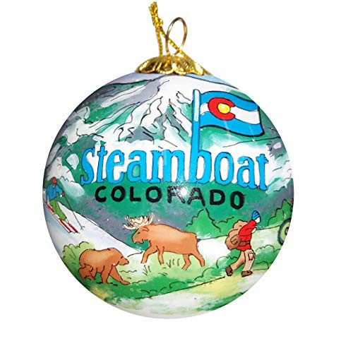 Art Studio Company Hand Painted Glass Christmas Ornament - Steamboat Springs Colorado Illustration Art Studio Company Hand Painted Glass Christmas Ornament - Steamboat Springs Colorado Illustration