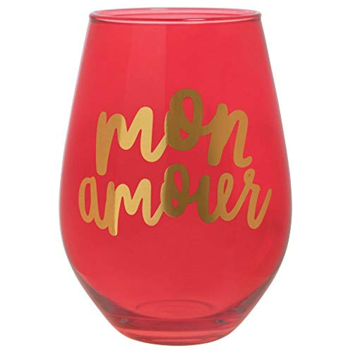 30oz Red Stemless Wine Glass - Mon Amour -My Love--