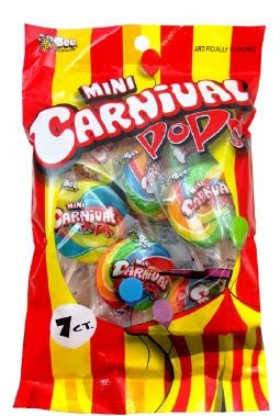 Bee International Mini Carnival Multi Swirl Pops  7 Count  2-9 Ounces - Pack of 12 Peg Bags