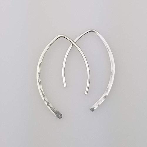 1 Sterling Silver Hammered Metal Threader Earrings Minimalist Jewelry - Open Hoop 18 Gauge