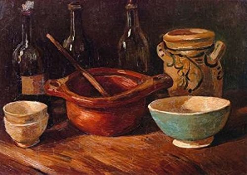 Posterazzi Still Life Earthenware And Bottles Poster Print by Vincent Van Gogh  -10 x 14-