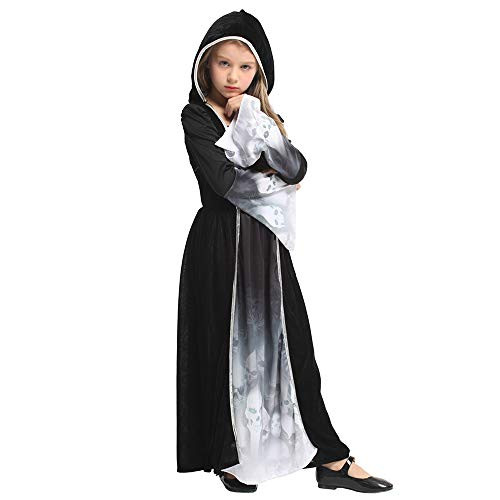 ANSUN Spooktacular Creations Hooded Robe Costume for Girls Halloween Role-Playing Party -120 -57yrs-- Black ANSUN Spooktacular Creations Hooded Robe Costume for Girls Halloween Role-Playing Party -120 -57yrs-- Black