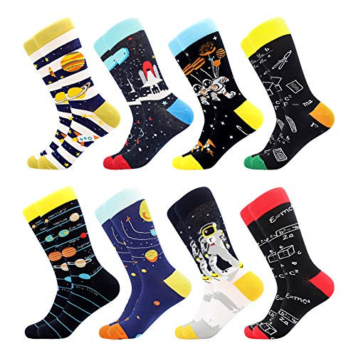 Fun Dress Socks for Men Women Colorful Funny Crazy Novelty Funky Dating Socks Pack Cool Pattern Crew Socks Gift for Men -8 Pairs-SpaceandScience- Fun Dress Socks for Men Women Colorful Funny Crazy Novelty Funky Dating Socks Pack Cool Pattern Crew Socks Gift for Men -8 Pairs-SpaceandScience-