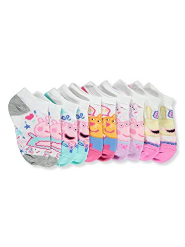 Peppa Pig Little Girls 5 Pack No Show Socks  Sock Size 4-6 -Shoe Size 7-10-  White