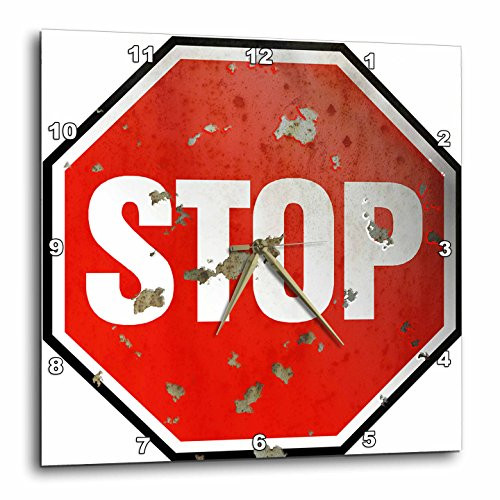 3dRose dpp-24332-1 Stop Grunge Red Sign on White Background Wall Clock 10 by 10-Inch 3dRose dpp-24332-1 Stop Grunge Red Sign on White Background Wall Clock 10 by 10-Inch