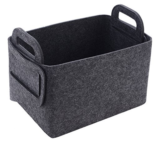 Storage Basket Felt Storage Bin Collapsible and Convenient Box Organizer with Carry Handles for Office Bedroom Closet Babies Nursery Toys DVD Laundry Or