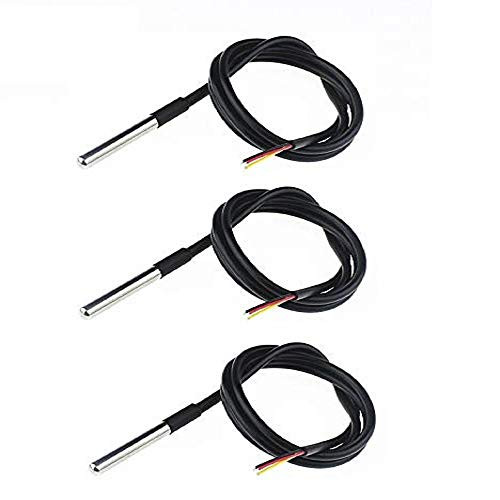 Bolsen 3pcs Digital Temperature Temp Sensor Probe DS18B20 For Thermometer 1m Waterproof 100CM