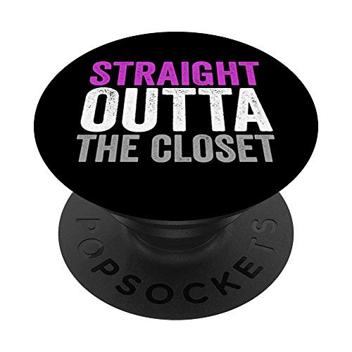 Straight Outta The Closet Asexual Flag Gray Equality March PopSockets Grip and Stand for Phones and Tablets