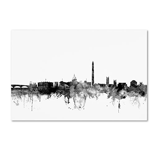 Trademark Fine Art Washington DC Skyline B&W by Michael Tompsett, 22x32-Inch Canvas Wall Art