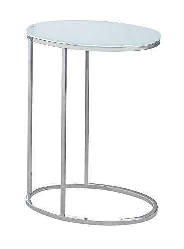 Monarch Specialties I 3240 Oval/Chrome/Frosted Tempered Glass Accent Table