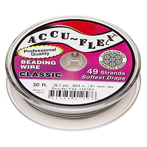 ACCU-Flex Beading Wire - Clear Classic - 49 Strand - 0-024-inch Diameter - 30 Feet - Professional Quality