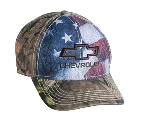 Chevrolet Bowtie USA American Flag Mossy Oak Camo Hat-Cap