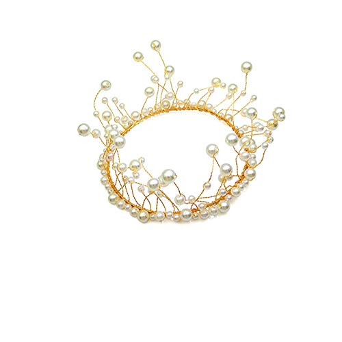Crown Cake Topper Pearl Fairy Birthday Cake Topper Silver Topper for Wedding Bride Party Decoration Queen Costume Party Decorations Tiara Girls Women