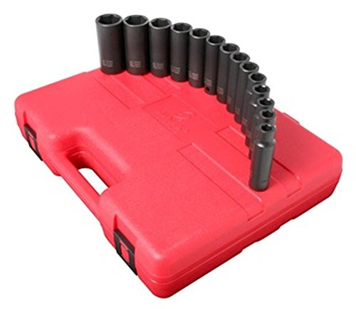 Sunex 2653 1/2-Inch Drive Deep Metric 6 Point Impact Socket Set, 14-Piece