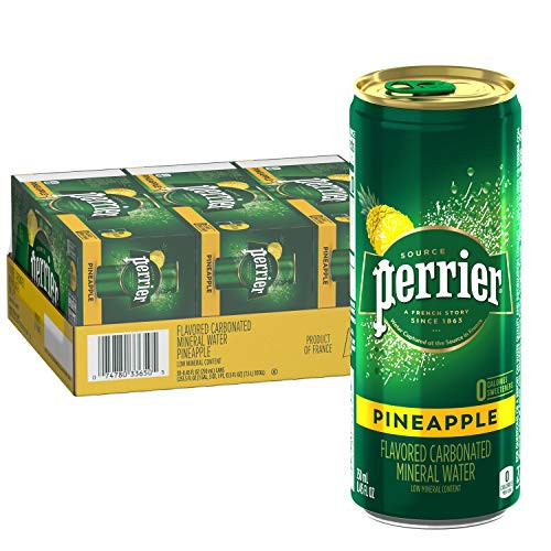 Perrier Pineapple Flavored Carbonated Mineral Water  Slim Cans  -10 Count of 8-45 Fl Oz Cans- 84-5 Fl Oz  Pack of 3