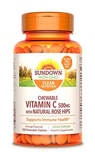 Sundown Chewable Vitamin C 500 mg 100 Tablets -Pack of 3--Packaging May Vary-