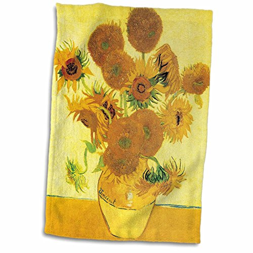 3D Rose Sunflowers by Vincent Van Gogh Towel  15 x 22